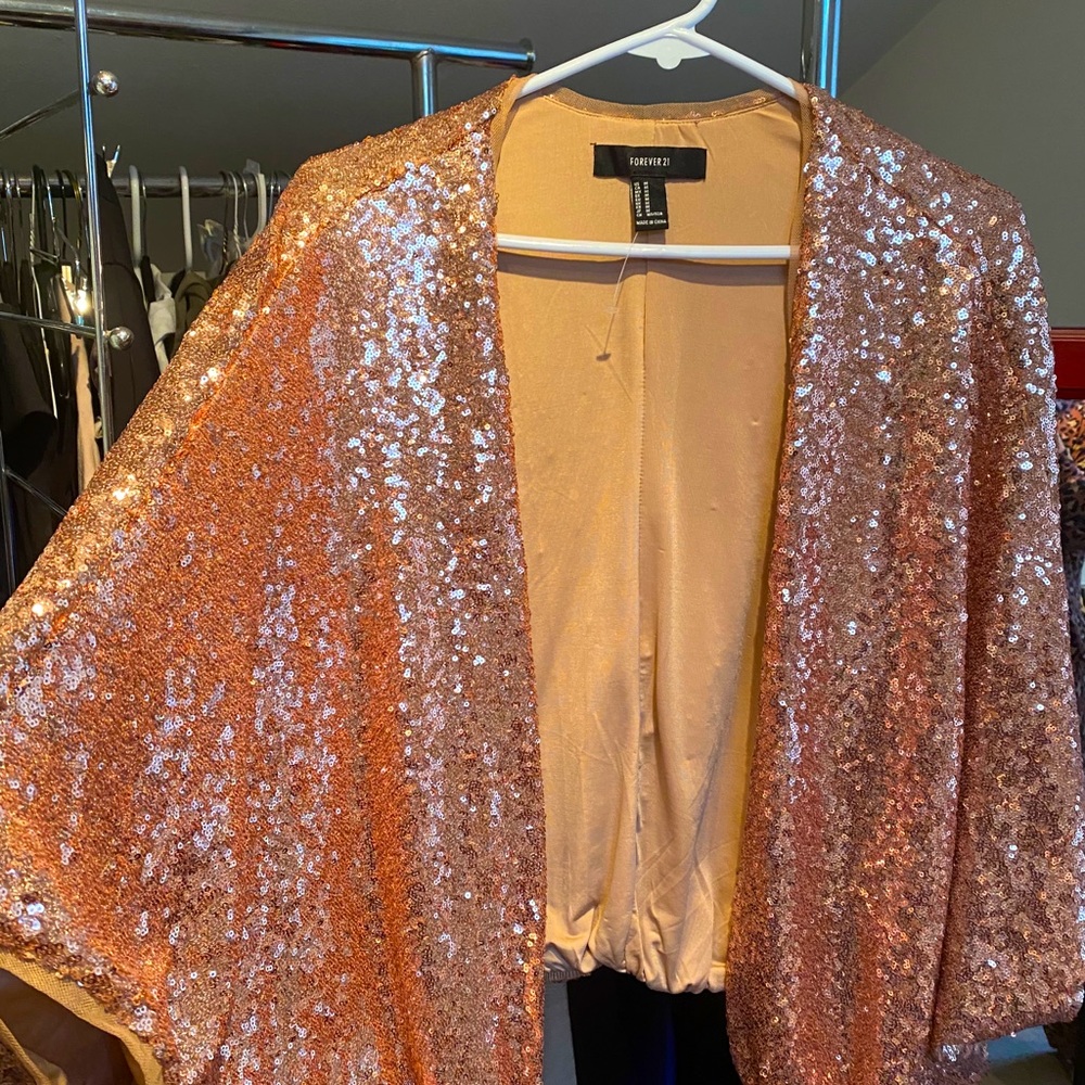 Forever 21 Rose Gold Sequined Jacket